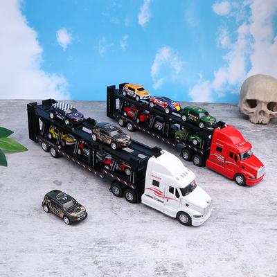 Stopowy Amerykański Duży Samochód Ciężarowy z 6 szt. Mini Metalowe Stopowe Odlewane Model Samochodu Skala Zabawki Pojazdy Ciężarówka-Laweta Dla Dzieci