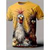 Men's Humor Chicken T Shirt Funny 3D Animal Rooster Print Short Sleeve T-Shirts Outdoor Casual Street Style Sports Male Clothing