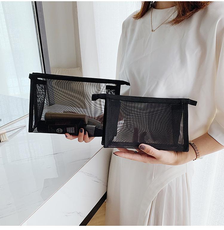 1/6pcs Mesh Clear Cosmetic Bags Small Large Black Makeup Bag Portable Travel Toiletry Organizer Case Lipstick Storage Pouch
