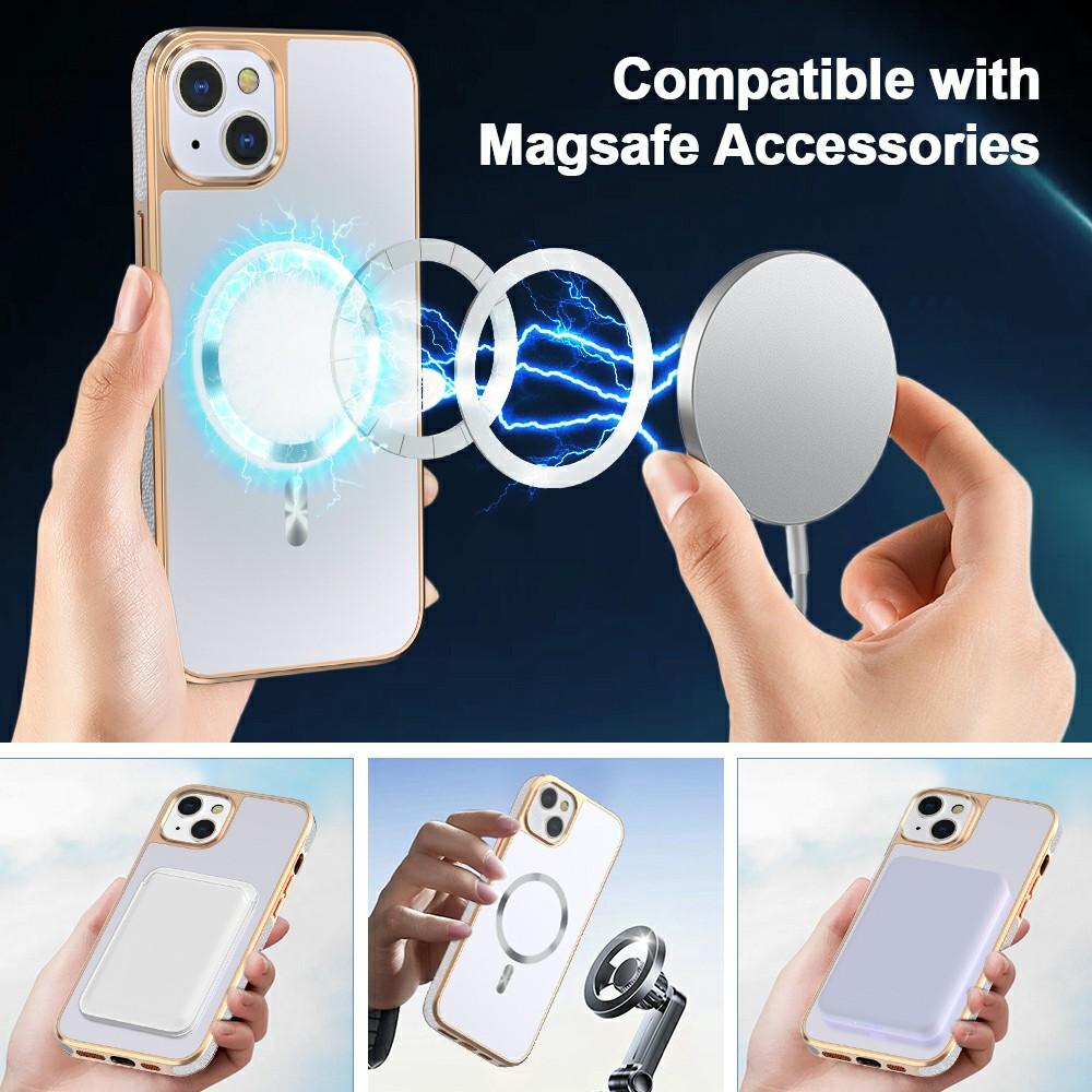 For iPhone 15 Plus Magnetic Case Electroplating Anti-Drop TPU+PC Phone Back Cover