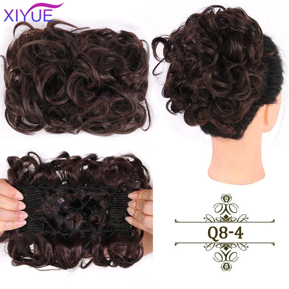 LARGE Comb Clip In Curly Hair Extension Synthetic Hair Pieces Chignon Women Updo Cover Hairpiece Extension Hair Bun