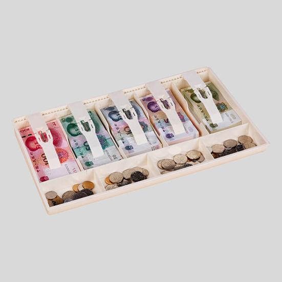 5 Grid Money Cash Coin Register Cashier Box Insert Tray Storage Drawer Organizer