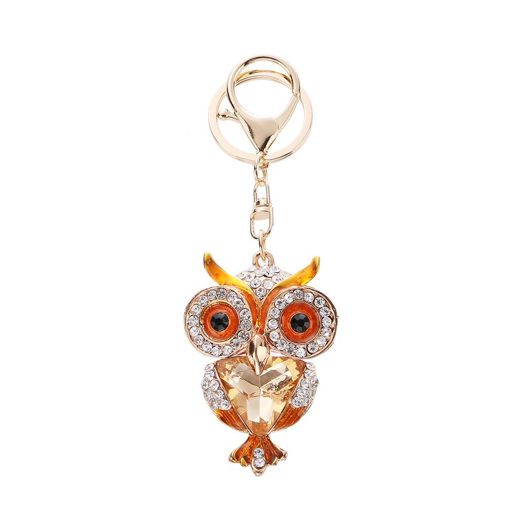 Decorative Keychain with Rhinestones, Hollowed-out Owl Keychain, Backpack Pendant, Fashionable Style, Animal Motif