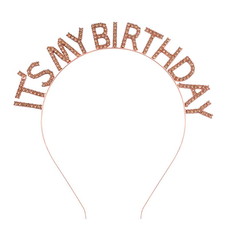 Women's Rhinestone Birthday Crown Headband - Crystal Letter Design
