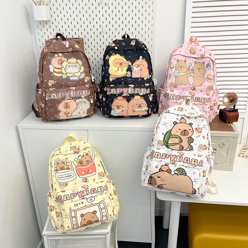 Capybara French Cute Fries Bear Cartoon Animal Printed Women Suitable Backpack