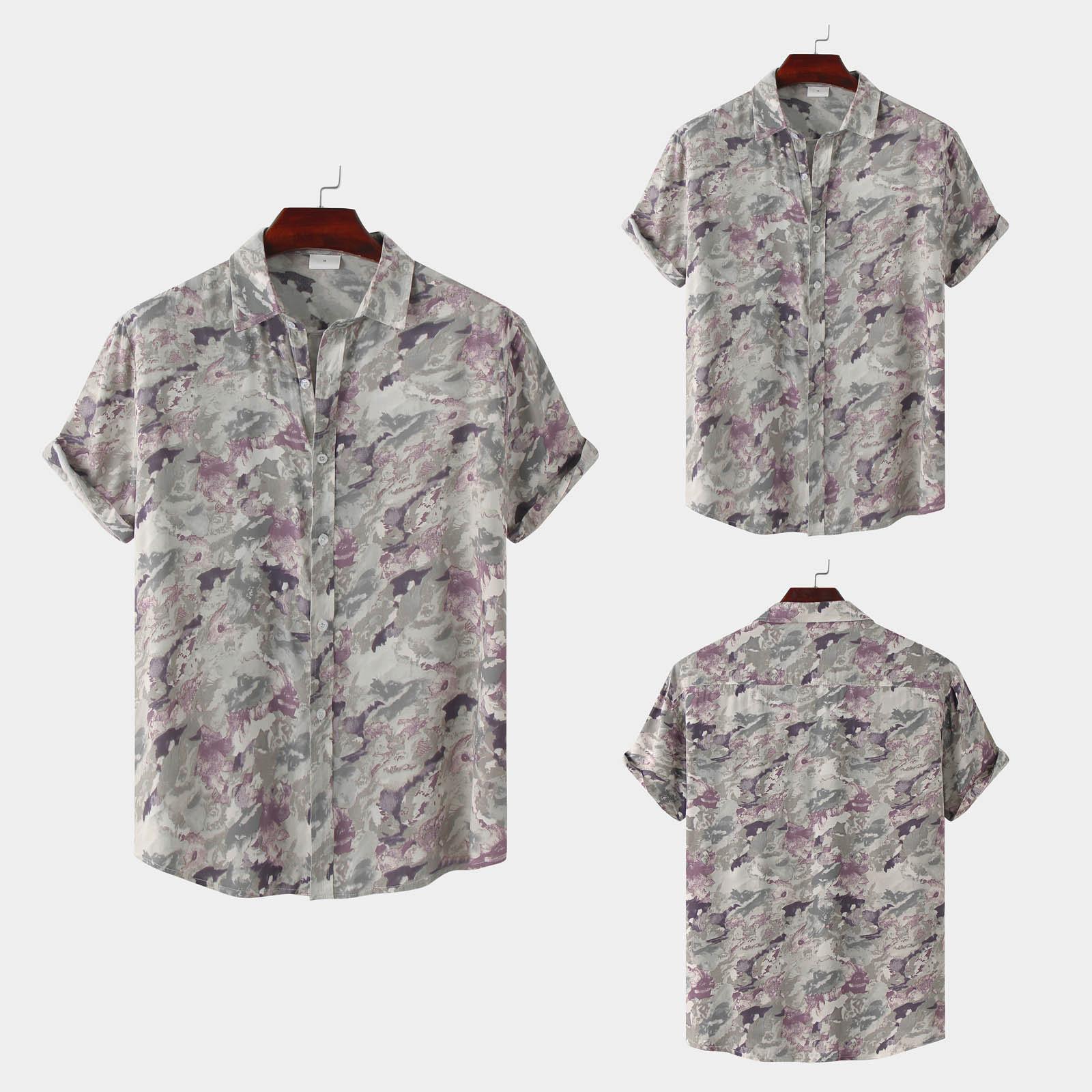 

Гавайская рубашка для мужчин, мужские винтажные рубашки для боулинга на пуговицах, летняя пляжная рубашка с коротким рукавом XXXL