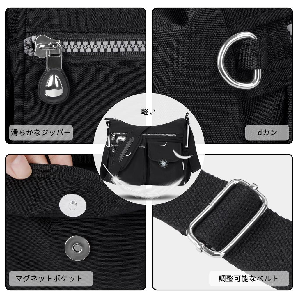 [NICHTAG] Umhängetasche für Männer und Frauen, Crossbody Nylon Tasche, Wasserdicht, mit Taschen, Multifunktional, Großes Fassungsvermögen, Schulterpolster, Leicht,