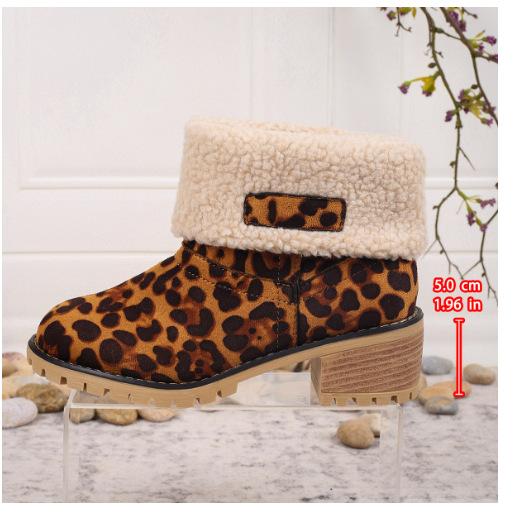 Summer women's boots winter tube women's solid color green thick heel round head snow boots flanged stiletto