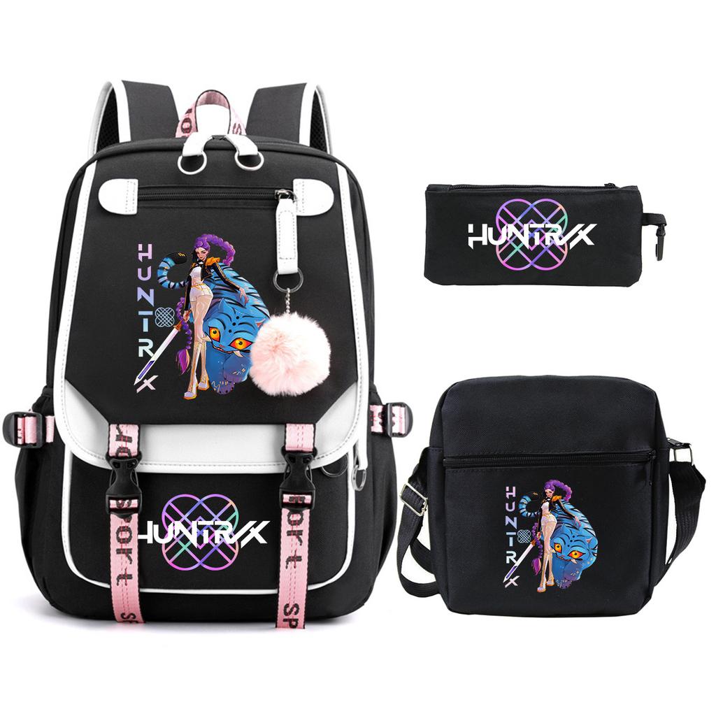 KPop Demon Hunters Korean version of student school bag children's backpack pencil bag set