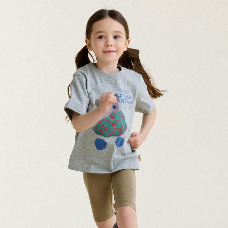 

Yun erma Girls 2026 New Pure Cotton Printed Short Sleeve T-shirt 90