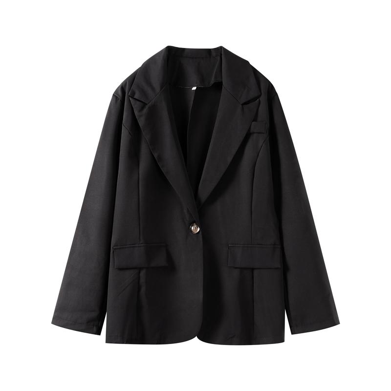 Women Solid Elegant Office Casual Commuting Coat Lapel Long Sleeve Blazer Single Breasted Pockets Jackets Spring Autumn Thin Fashion Overcoat