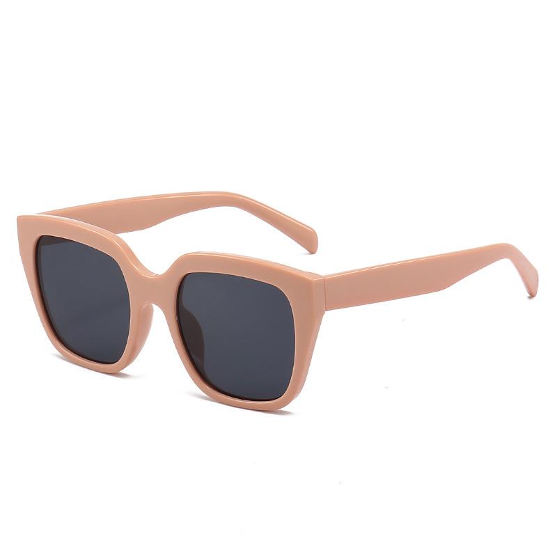 High-end Women's Pink Large Square Frame Sunglasses with Prescription Option.