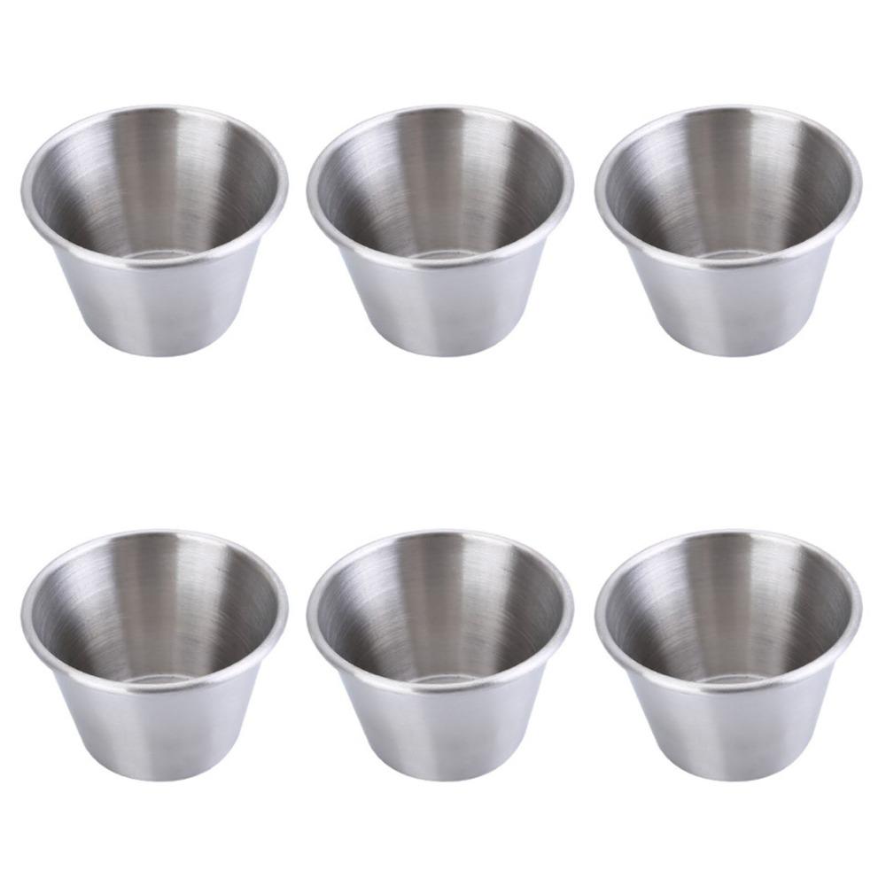 6 Pcs 70ml Dipping Sauce Bowls Leakproof Stainless Steel Sauce Cups  Outdoor Activities
