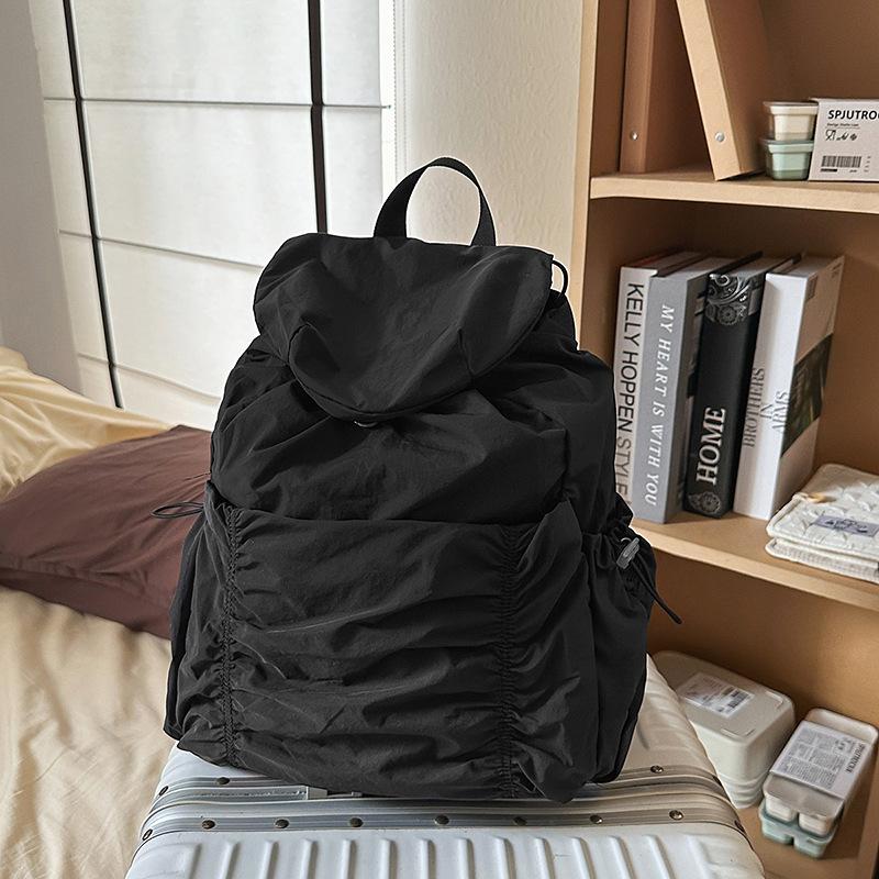 Backpack Practical Large-capacity Drawstring Design Niche Casual Lightweight Men and Women Can Carry Washed Fabric Backpack