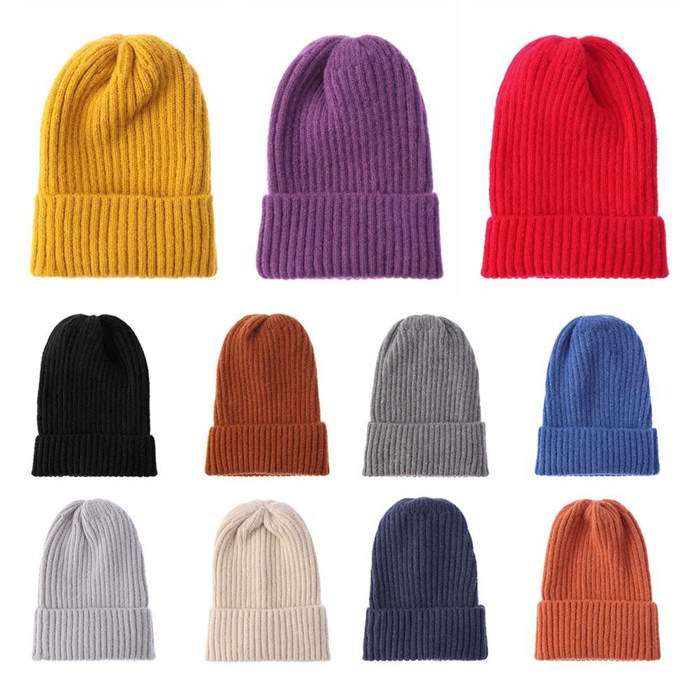 New Fashion Thicken Warm Soft Slouchy Bonnet Wool Knit Beanies Hedging Cap Ski Hat