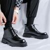 Men's Casual Party Banquet Dress Platform Boots Black Trendy Natural Leather Shoes Cowboy Ankle Boot Handsome Short Botas Hombre