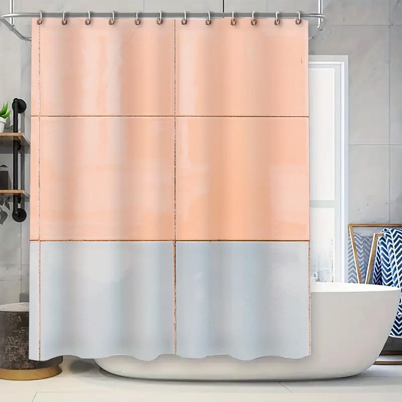

Shower Curtain Rectangular Bathroom Decor Pink Gray Shower Liner Waterproof Bath Accessories Decoration 90x180cm