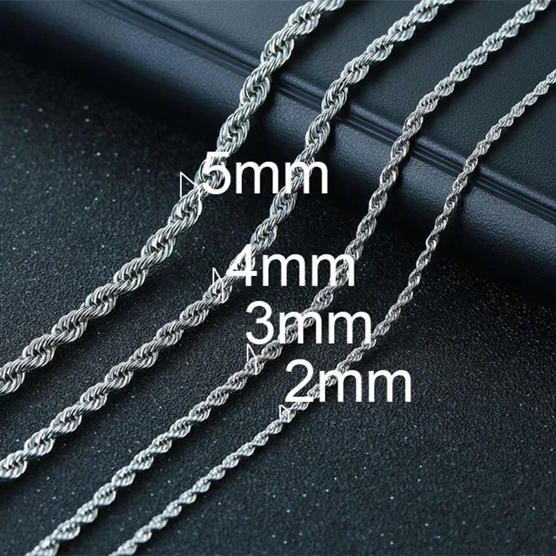 2/3/4/5/6 MM Rope Chain Necklaces For Men Women Twisted Sigapore Links Choker Basic Casual Punk Rock Stainless Steel Jewelry