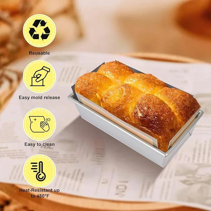 Silicone Bread Pan Liner Non-stick Baking Mat, Food-grade Reusable Bread Tray Homemade Baking Aids with Non-slip Edges