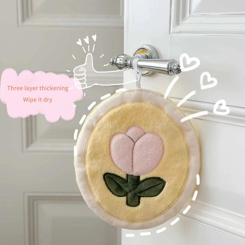 

Милое коралловое бархатное полотенце-тюльпан для рук, мягкое кухонное впитывающее полотенце для уборки, подвесные полотенца для ванной комнаты, тряпка для рук для детей