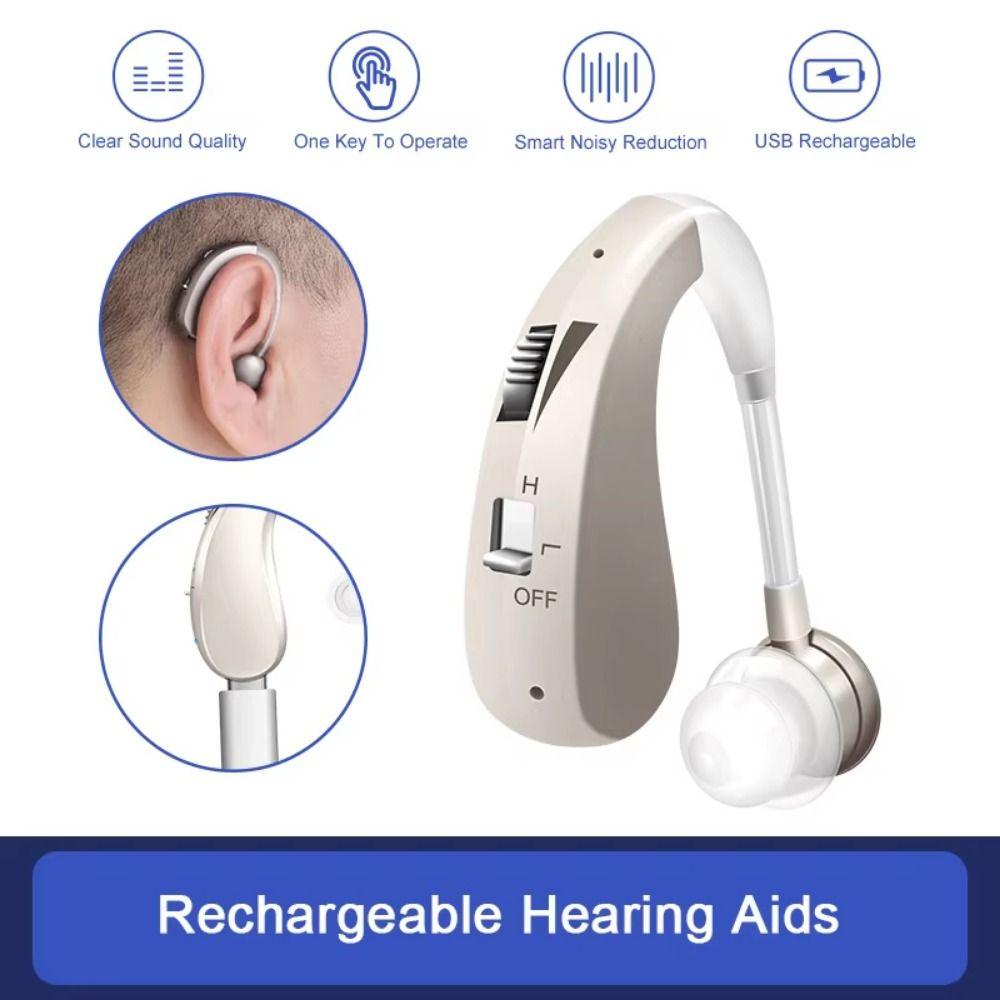 Mini Size Sound Amplifier USB Recharging Wireless Ear Aids Digital Hearing Aid  For Elderly People