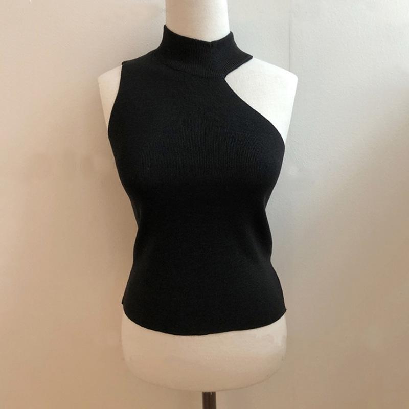 Korean Dongdaemun Irregular Halter Knit Vest - Women s Summer Slimming Style One Size/Free чёрный