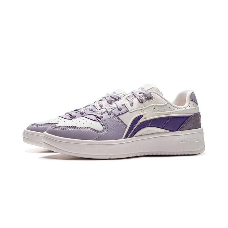 Li Ning Yuan Bao Fashion Comfortable Versatile Lightweight Breathable Low-Top Skate Shoes Women sneaker White Purple AGCU516-1