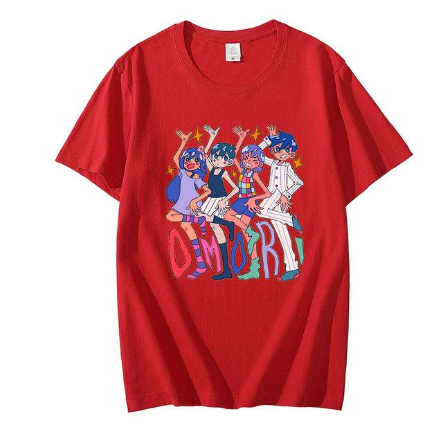 Футболка Omori из 100 чистого хлопка игра Omori ролевая игра аниме Omocat подростковая видеоигра Обри молодой герой игра Omori Kelsey Boy Lofi Monster S красный 1339₽