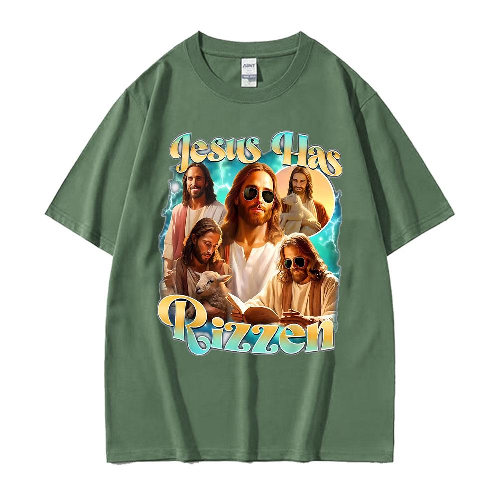 Иисус Воскрес Он Воскресает Смешная Христианская Религиозная Футболка Мужчины Женщины Удобная Футболка Винтажная Оверсайз Футболка Уличная Одежда 4XL