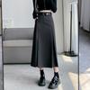 Autumn Winter Woolen Skirts Women Solid High Waist Pleated Simplicity Fashion Casual A-line Mid-length Straight Hip Wrap Skirt