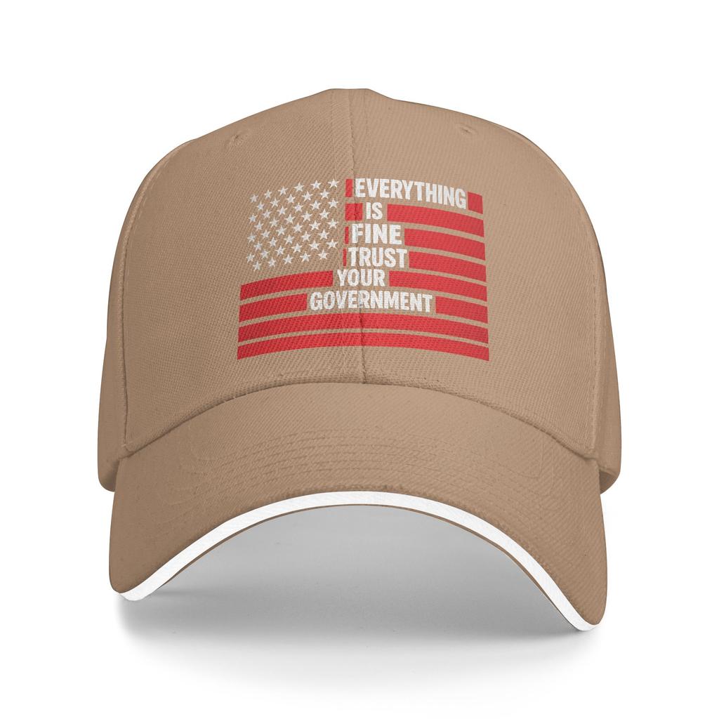 Summer Casual Baseball Cap Vintage Everything Is Fine Trust Your Government Flag Meme Kpop Rock Trucker Hat Men Baseball Caps