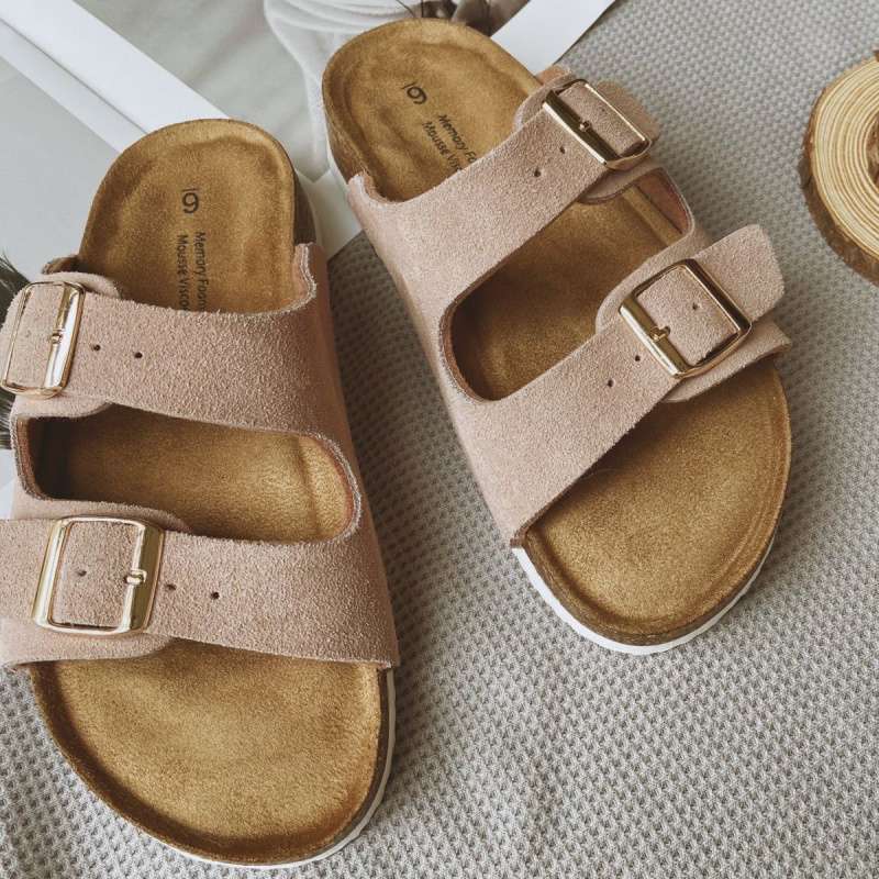 Foreign Trade Export Cowhide Birkencool Slippers Women's Summer Korean Version Niche Retro Flat-bottomed Casual Lazy Slippers