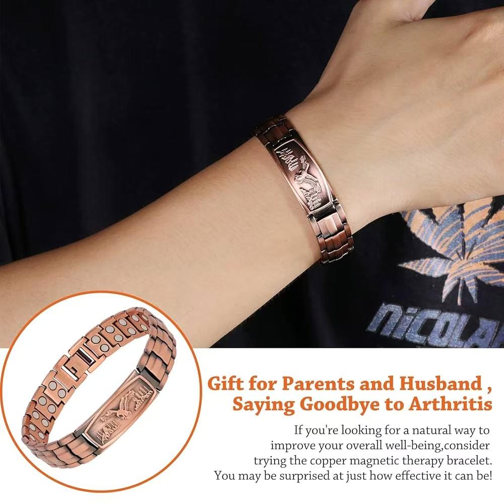 Bracciale Aquila in Rame Puro 99,9% Bracciale Magnetico Ultra-Resistente Per uomo Regolabile Regalo Perfetto Per Padre Marito Aquila