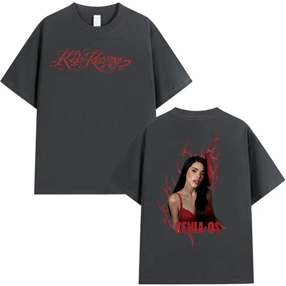 Singer Kenia Os K De Karma Tour 2026 Print T Shirts Men Women Harajuku Vintage Fashion Oversized Cotton Tshirt Loose Streetwear