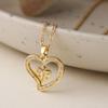 Mafisar Non-Fading Gold Color 316L Stainless Steel Party Jewelry Shiny AAA CZ Zircon Heart Pendants Necklaces For Women