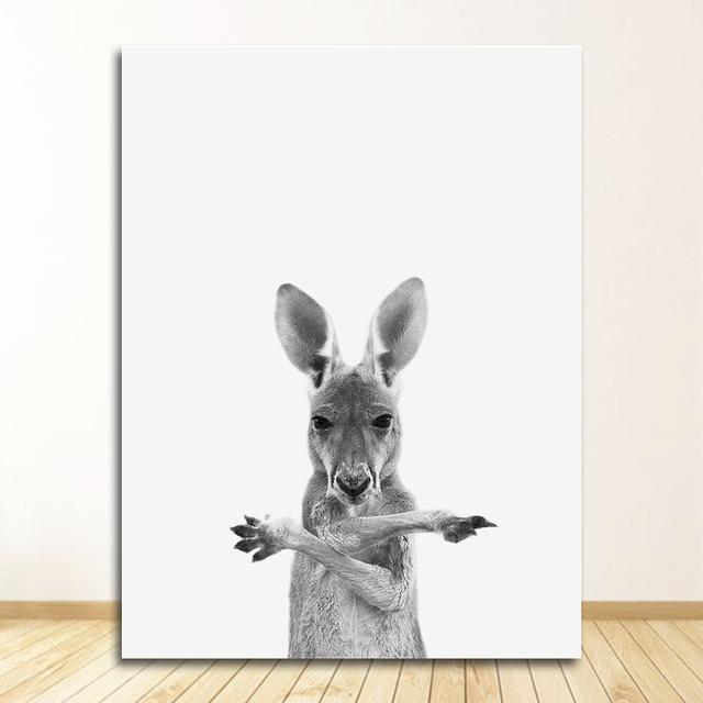 Black and White Pictures Kids Room Decoration Animals Print Lion Zebra Elephant Wall Art Poster Safari Nursery Canvas Painting