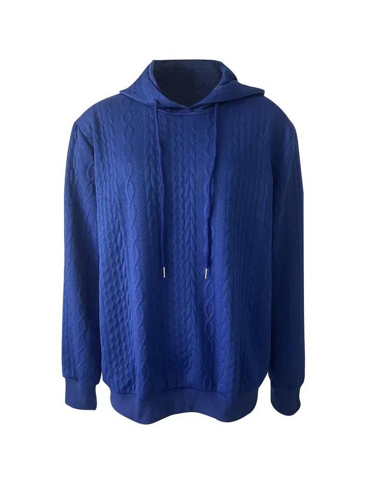 European & American Women's Casual Jacquard Loose Hooded Knit Sweatshirt