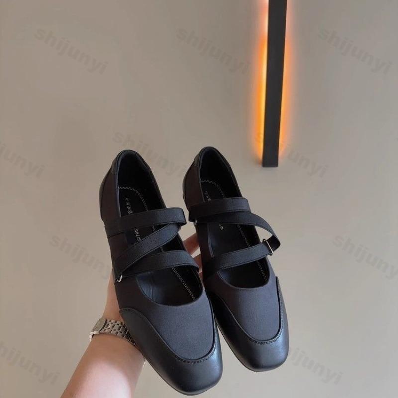 Women Ballet Shoes Soft Sole Single Shoes Elegant Ladies Fashion Designer Square Toe Mary Jane Flats Casual Shoes Zapatos Mujer