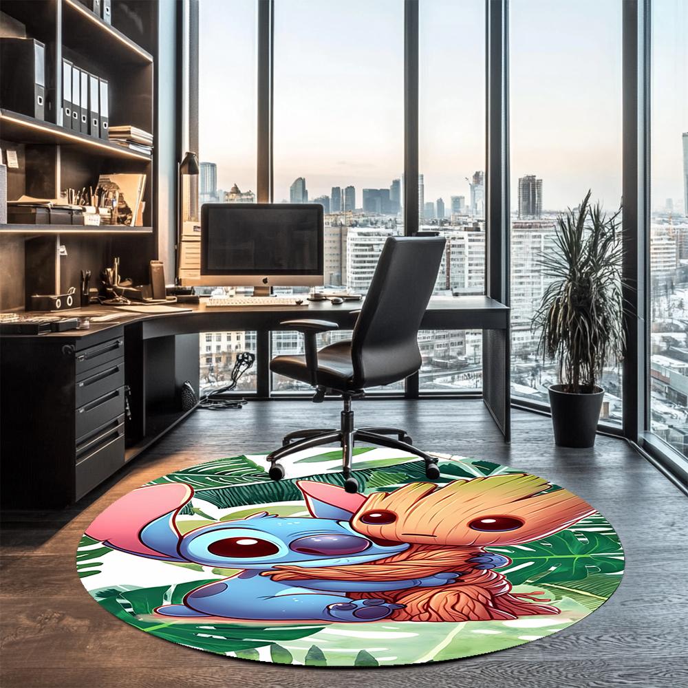 Stitch Printed Round Rug Carpet Chair Rug Area Rug Entryway Doormats,for Office Chair Living Room Bedroom Kitchen Room.