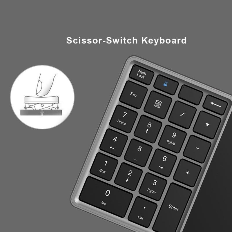 22-Tasten-Tastatur mit Ziffernblock für Finanzbuchhaltung, Bluetooth 4.2 + 2,4-GHz-USB-C-Ladeanschluss, Touchpad