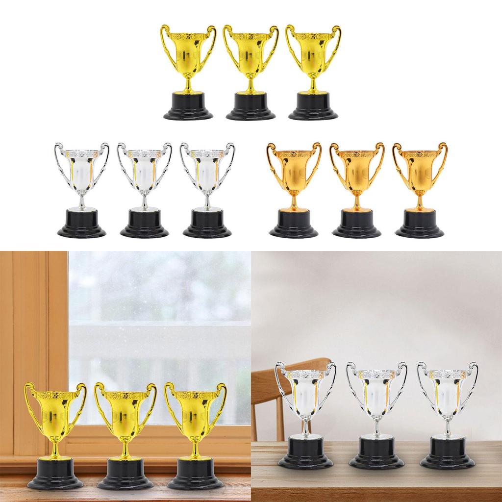3x Kids Mini Trophies Mini Award Trophy Cups, Decorative Ornaments for Sports Tournament