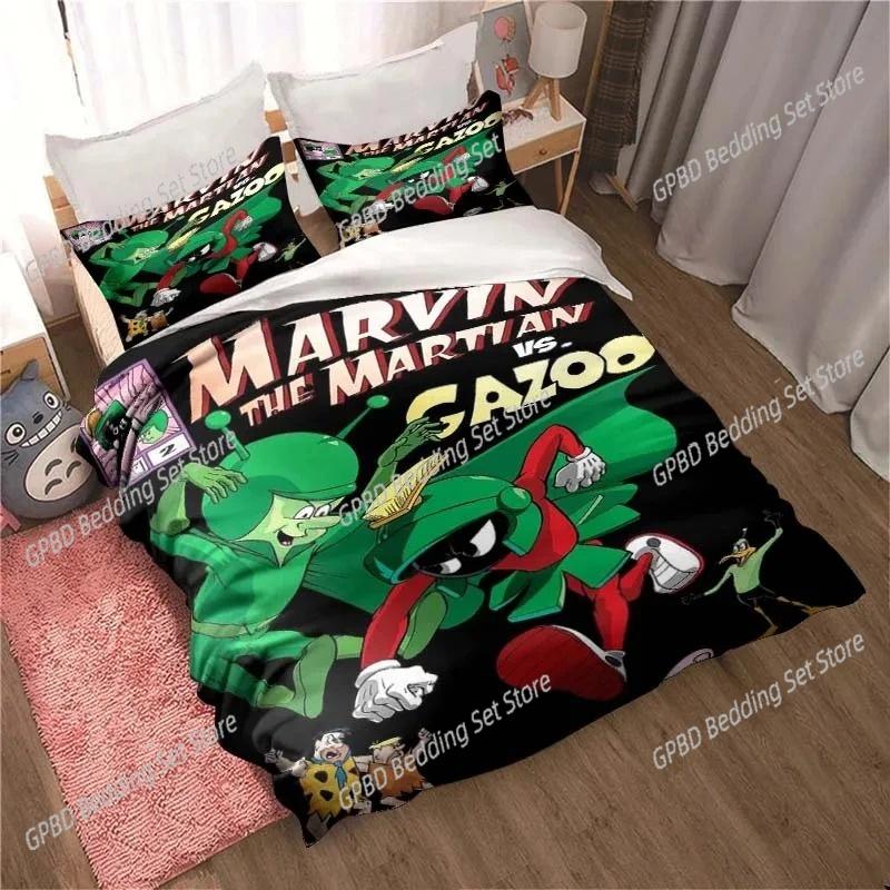 Cartoon Marvin Martian Comfortable Duvet Quilt Cover Pillowcase Bedding Set Children Bedroom Decoration Home Textile