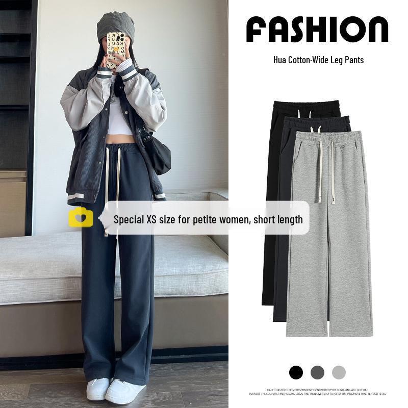 

Dark Gray High-Waisted Elastic Waistband Loose Petite Women s Pants: Narrow/Wide-Leg Options XS (60-79 lbs)