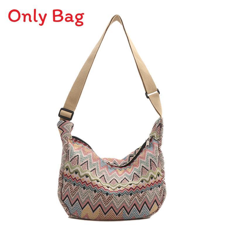 Womens Street Style Canvas Shoulder Bag With Zipper Closure And Mobile Pocket