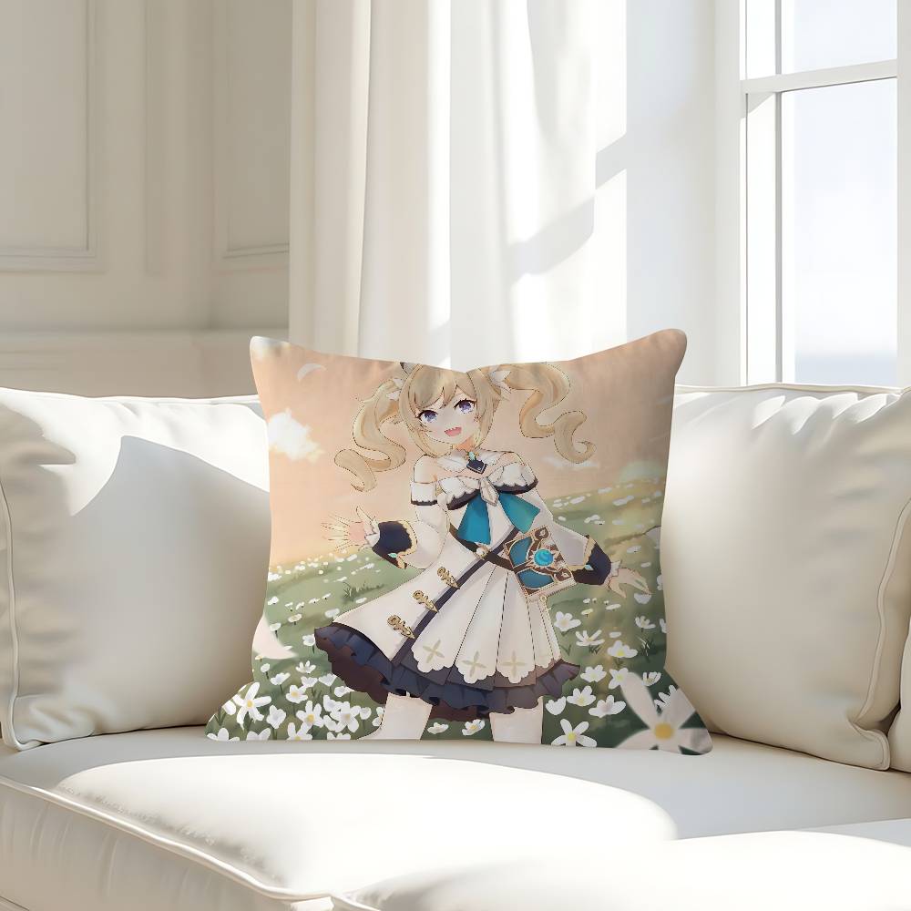 G-Genshin Impact Barbara Pillow Case Removable Washable Cushion Cover – All-Season Soft Linen