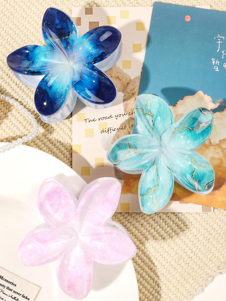 Hawaiian Flower Hair Claw Clips for Women,Gradient Large Barrette for Thick Hair,No-slip Hairpins Women Beach Hair Accessories
