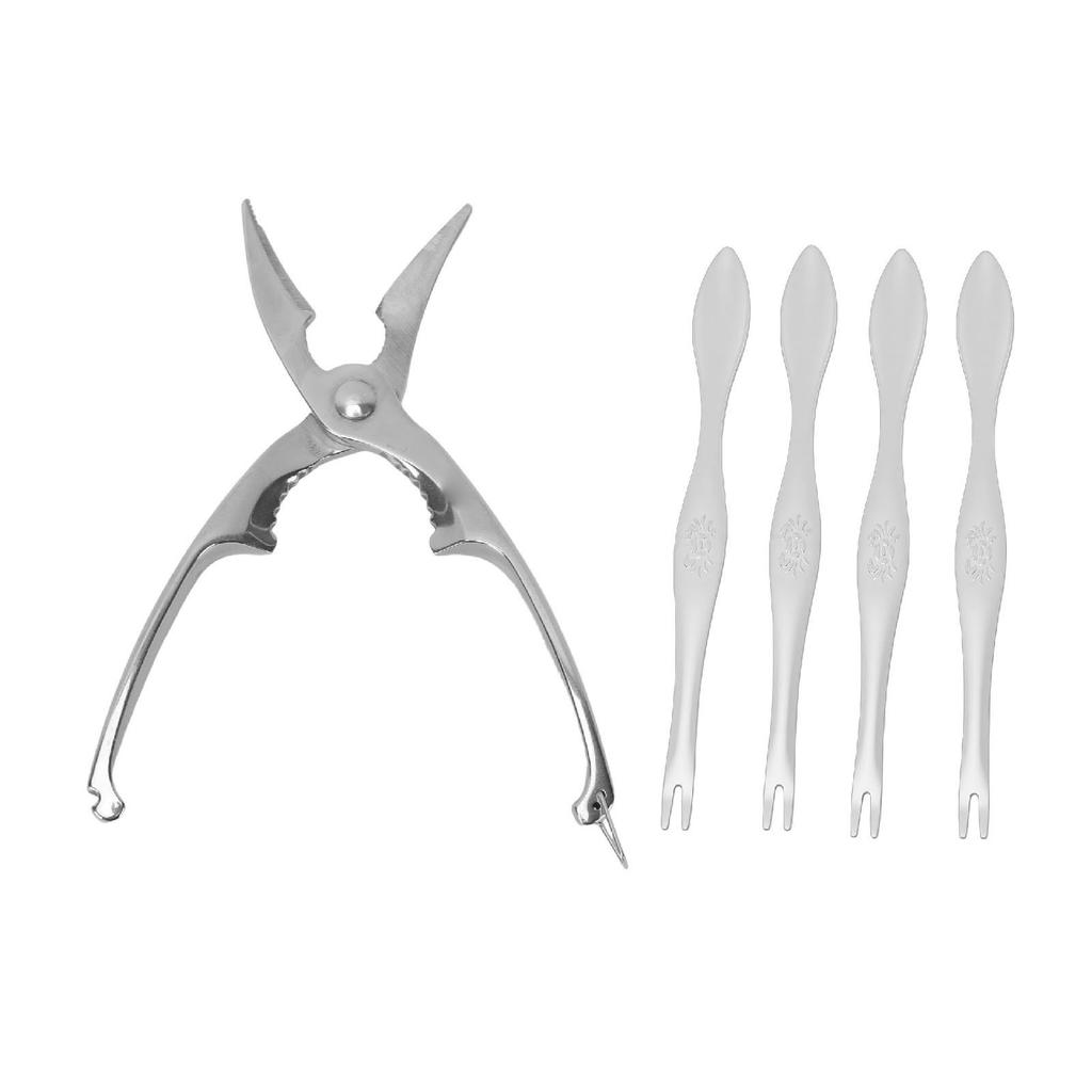 Crab Cracker and Tools Set Stainless Steel Lobster Crab Seafood Cracker with 4 Forks for Home Party