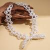 Imitation Pearl Clavicle Chain Women Bead Collarbone Chain Fashion Bow Necklace  Girls