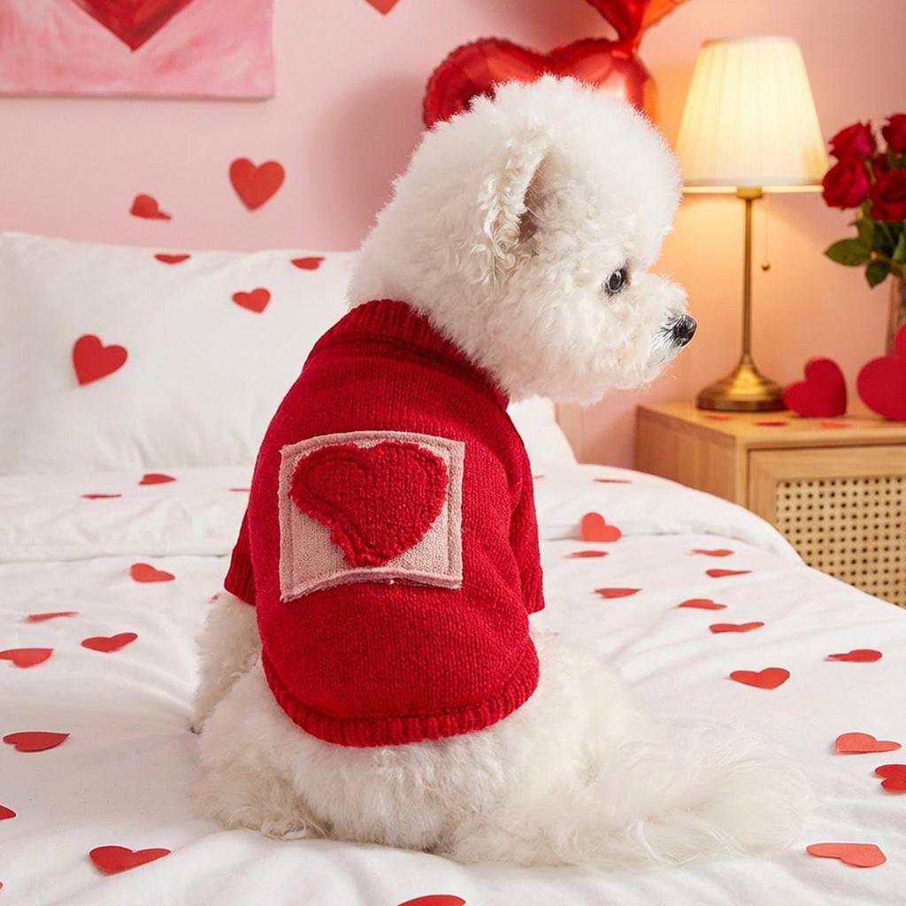 Pet circle, dog small dog clothes, cat clothing, autumn and winter Valentine's Day love collection