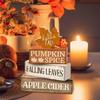 4Pcs Wooden Christmas Table Decoration Tiered with Block Signs Fall Tabletop Sign Rustic Farmhouse Centerpiece Tabletop Display